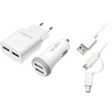 LogiLink kit de chargeur USB, 2 pices, chaucun 2x ports USB