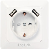LogiLink Unterputz-Steckdose, wei, mit 2x USB-Port
