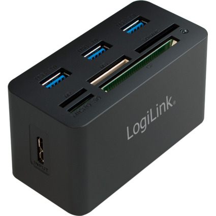 LogiLink Hub USB 3.0 avec lecteur de carte All-in-One, noir