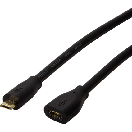 LogiLink Cble de rallonge micro USB 2.0, 1,0 m, noir