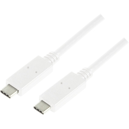 LogiLink Cble USB 3.1, USB-C - USB-C mle, 0,5 m, blanc