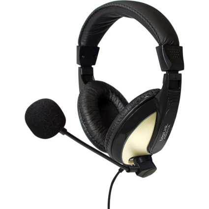LogiLink Casque audio High Quality, avec coussinet, noir/or