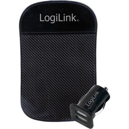 LogiLink Chargeur allume-cigare USB avec tapis antidrapant