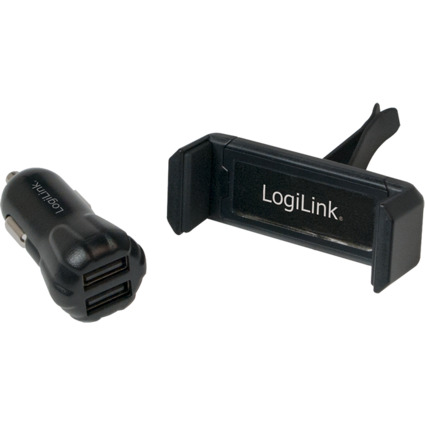 LogiLink Chargeur USB allume-cigare + support de smartphones