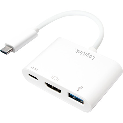 LogiLink Adaptateur multiport, USB-C - HDMI, blanc