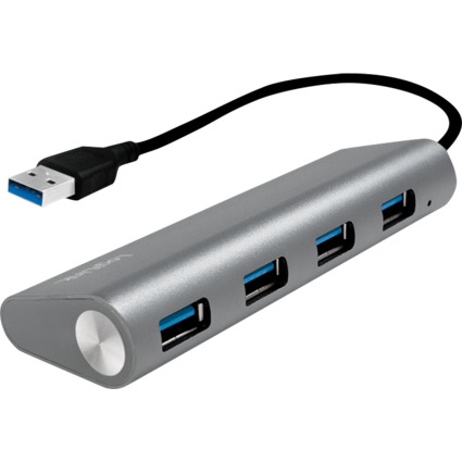 LogiLink Hub USB 3.0, 4 ports, boîtier en aluminium, gris