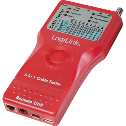 LogiLink Testeur de cble  5 en 1, avec une unit mettrice