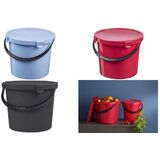 plast team Seau  cueillette avec couvercle, 10 L, rouge