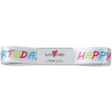 SUSY card Ruban cadeau "Happy Birthday", 15 mm x 2 m