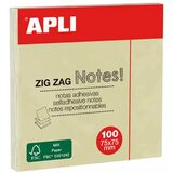 APLI notes adhsives "ZIG zag Notes!", 75 x 75 mm, jaune