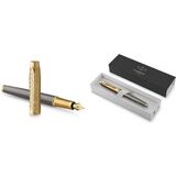PARKER stylo plume im PREMIUM arrow Grey GT, plume F