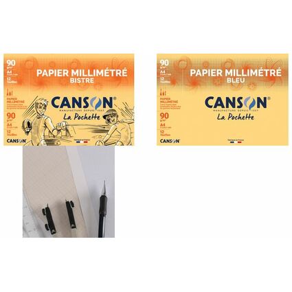 CANSON Papier millimtr, A4, 90 g/m2, couleur: bistre