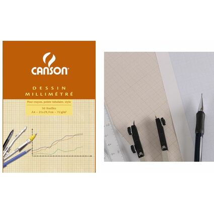 CANSON Bloc de papier millimtr, A4, 90g/m2