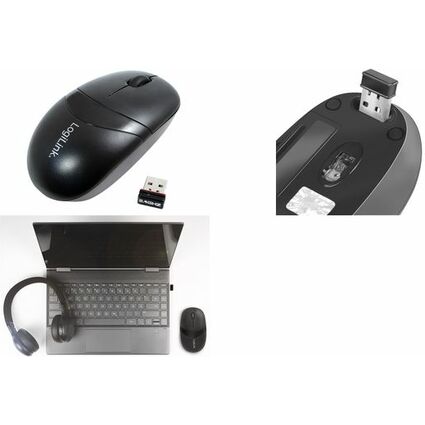 LogiLink Mini souris optique sans fil, dongle USB, noir