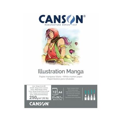 CANSON Bloc de dessin Illustration Manga, A4, 250 g/m2