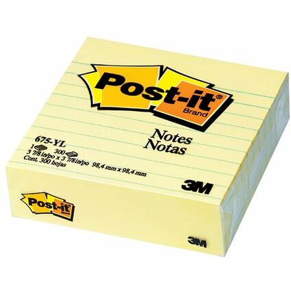 Post-it Bloc-note adhsif XL, 100 x 100 mm, jaune