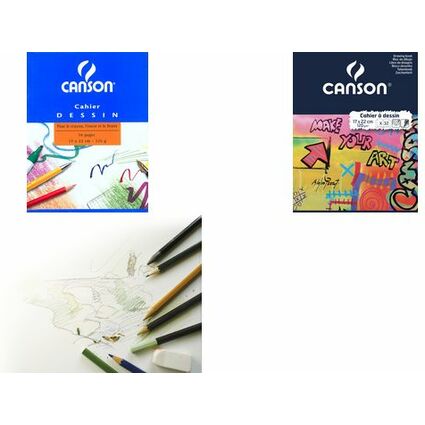 CANSON Cahier  dessin, uni, 125 g/m2, 170 x 220 mm