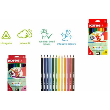 Kores Crayon de couleur "Kolores JUMBO", tui carton de 24