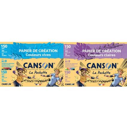 CANSON Papier de cration, A4, 150 g/m2, couleurs vives