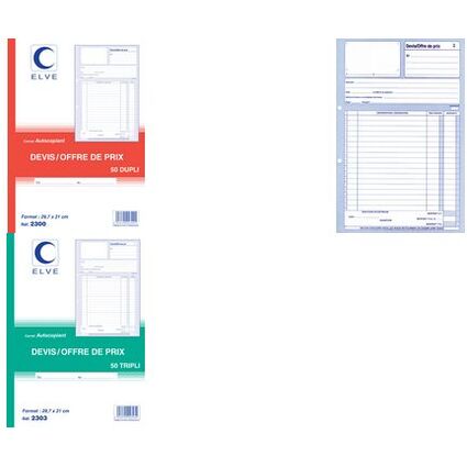 ELVE Manifold "Devis - Offre de prix", 297 x 210 mm, dupli