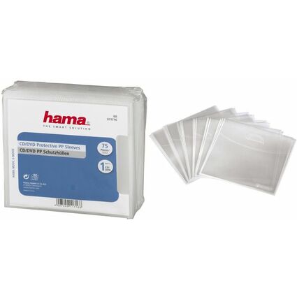 hama Pochette pour CD/DVD, PP, ouvert en haut, transparent
