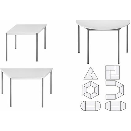 SODEMATUB Table de runion 120DRGG, demi-ronde, gris / gris