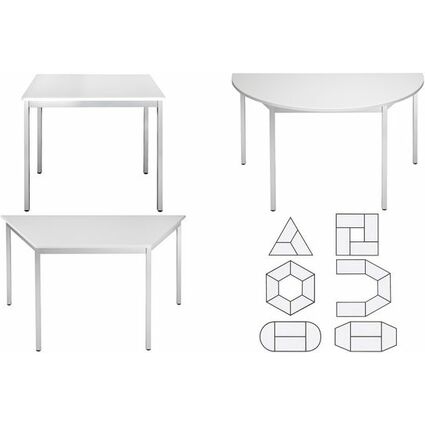 SODEMATUB Table universelle T201R, 2000x1000, gris clair/alu