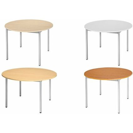 SODEMATUB Table universelle 80ROHA, rond, 800 mm, htre/alu