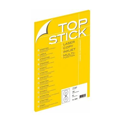 TOP STICK Etiquette CD/DVD, diamtre: 117 mm, blanc