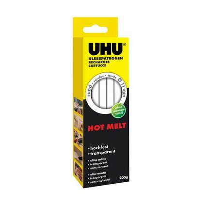 UHU Recharge pour collage  chaud Hot Melt, 200 g,transpa-