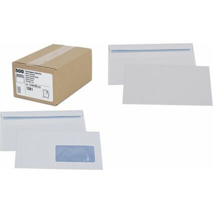 GPV Enveloppes ECO, DL, 110 x 220 mm, avec fentre, blanc
