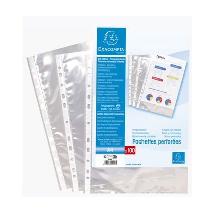 EXACOMPTA Pochette perfore, A4, PP, transparent