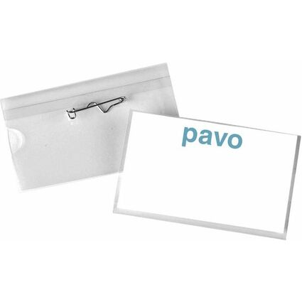pavo Porte-badge, avec aiguille, 54 x 90 mm, transparent