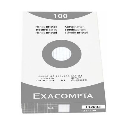 EXACOMPTA Fiches bristol, 125 x 200 mm, quadrill, blanc