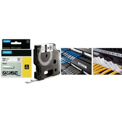 DYMO RHINO Etiquette industrielle en vinyle noir/blanc