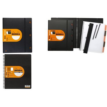 RHODIA Cahier recharge pour EXABOOK, A4+, quadrill 5x5,noir