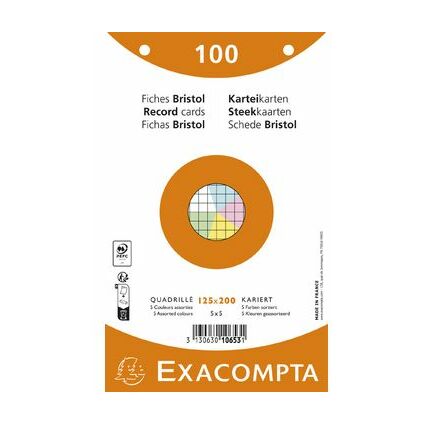 EXACOMPTA Fiches bristol, 170 x220 mm, quadrill, blanc
