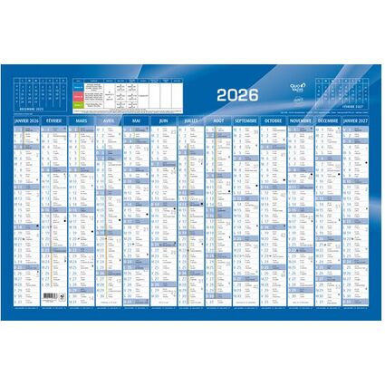 QUO VADIS Calendrier, 650 x 430 mm horizontal, bleu, 2026