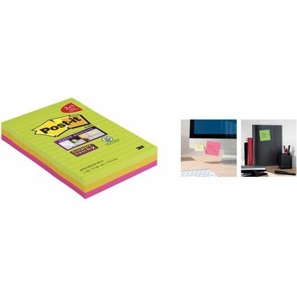 Post-it Bloc-note Super Sticky Notes, lign, 101 x 152 mm