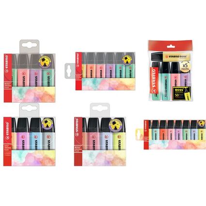 STABILO Surligneur BOSS ORIGINAL PASTEL, Ecopack de 5