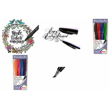 PentelArts Stylo feutre Brush Sign Pen, tui de 4, Colour