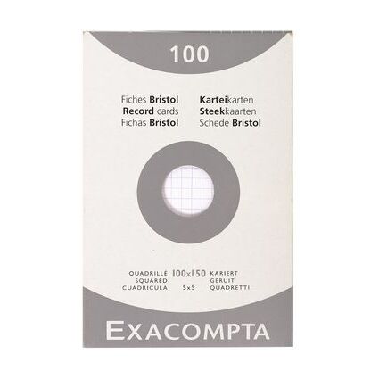 EXACOMPTA Fiches bristol, 100 x 150 mm, uni, blanc