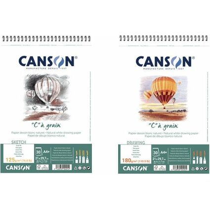 CANSON Album spiral de papier dessin "C"  grain, A5