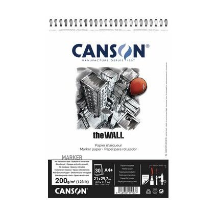 CANSON Bloc papier dessin spiral "The WALL", A4, 200 g/m2