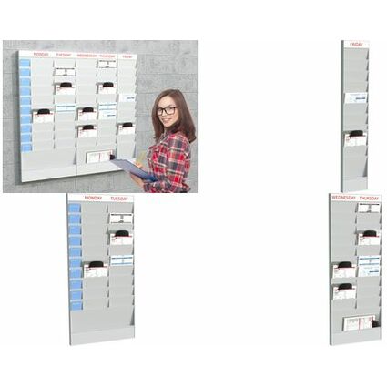 PAPERFLOW Planificateur de bureau mural, 20 casiers, gris
