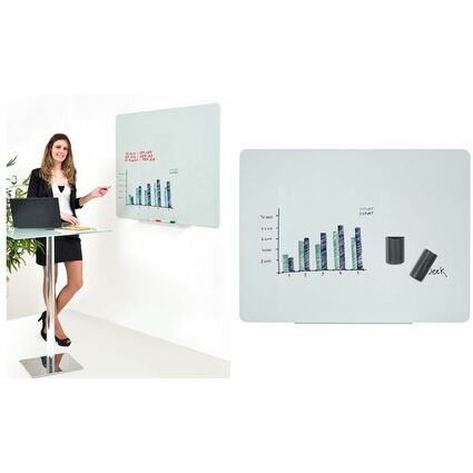 Bi-Office Tableau magntique en verre, 1.200 x 900 mm, blanc