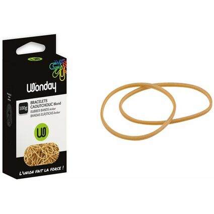 Wonday Bracelets caoutchouc, nature, 200 mm, carton de 100 g