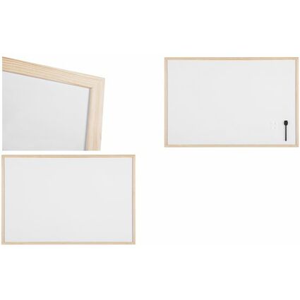 Bi-Office Tableau blanc, cadre en bois, (L)600 x (H)400 mm