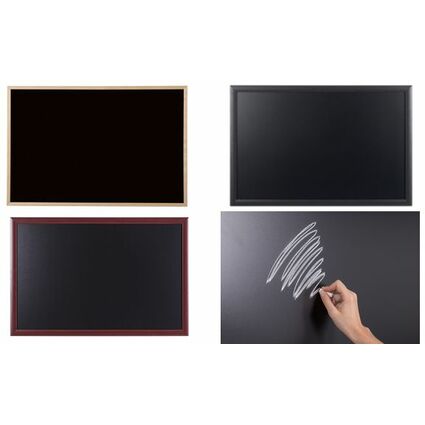 Bi-Office Tableau noir, cadre aspect htre, 900 x 600 mm