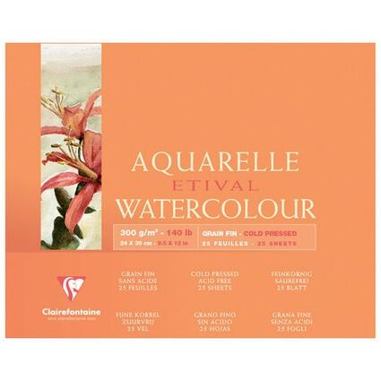 Clairefontaine Bloc de dessin Aquarelle ETIVAL, 180 x 240 mm